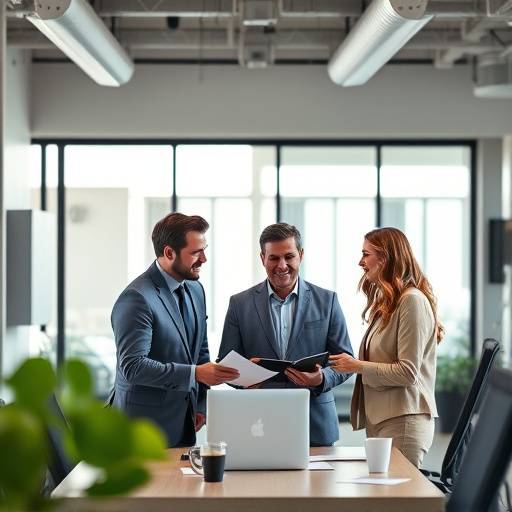 A professional team collaborating in a modern office setting, symbolizing expert financial guidance.